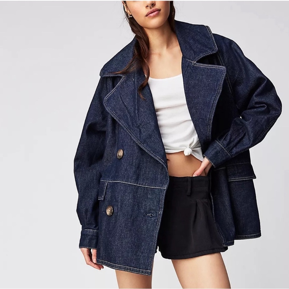 NWOT Free People Denim Car Coat - Rinse Wash